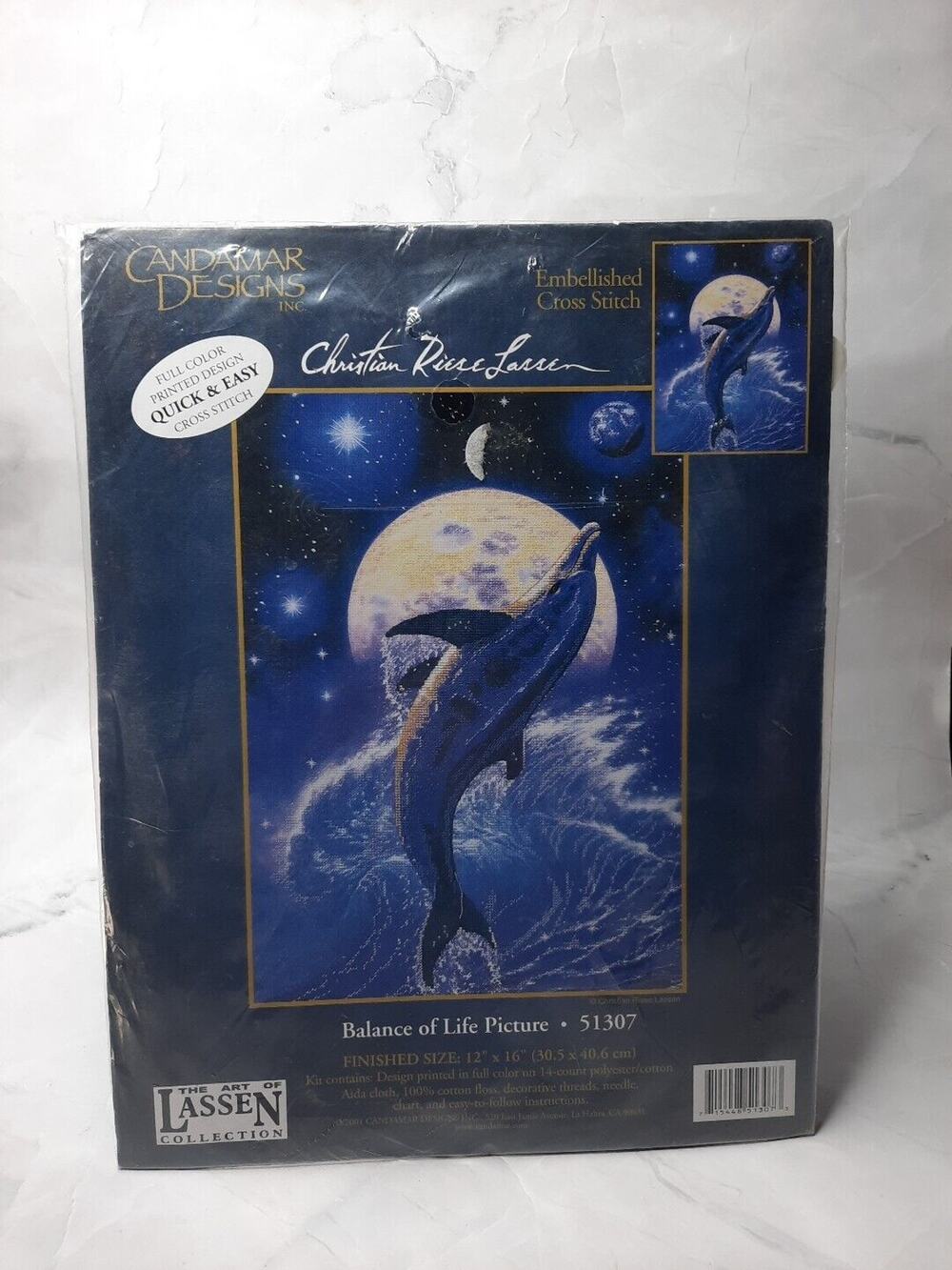 Candamar Design Embellished Cross Stitch Kit Balance of LIfe 51307 Dolphin